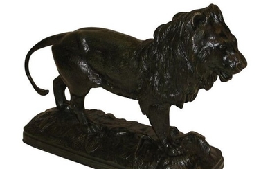 1 Bronze "Walking Lion", green patina, signed Joseph...