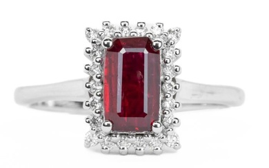 1.02 ct Vivid Red (Mozambique) Ruby & VS Diamonds - Ring - White gold