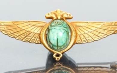 14 K Egyptian Revival Scarab Pin