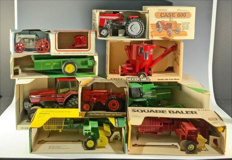 11 Boxed Ertl Farm Toys, John Deere, Case Etc.