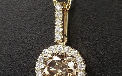 1.17ct Natural Fancy Intense Orangy Brown, Diamonds - 14 kt. Yellow gold - Pendant - ***No Reserve Price***