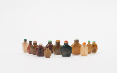 A collection Chinese agate and jasper snuff bottles