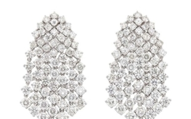 Pair of White Gold and Diamond Fringe Earrings