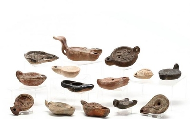 14 Roman-Style Ceramic Oil Lamps