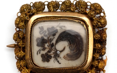 14 kt. Gouden broche, 19e eeuw.