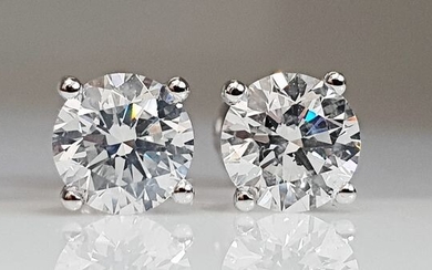 14 kt. White gold - Earrings - 1.06 ct Diamond - No Reserve F/VS1