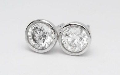 14 kt. White gold - Earrings - 1.10 ct Diamond - Diamonds