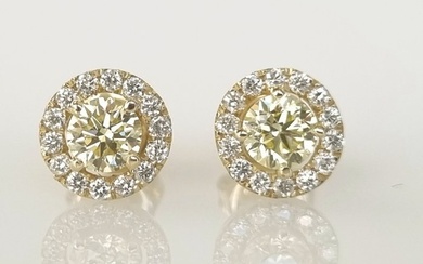 14 kt. Yellow gold - Earrings - 1.00 ct Diamond
