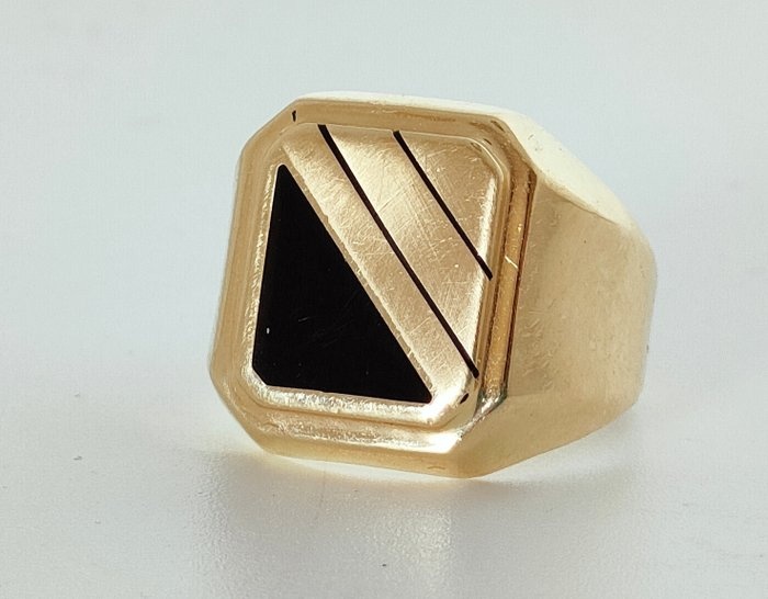 14 kt. Yellow gold - Ring Onyx