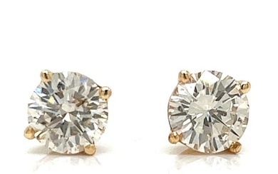 14K Yellow Gold 2.71 Ct. Diamond Stud Earrings