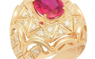 14K Yellow Gold 3.93ct Ruby and 1.07ct Diamond Ring