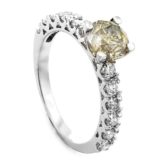 1.67 tcw Diamond Ring - 14 kt. White gold - Ring - 2.53 ct Diamond - 0.47 ct Diamonds - No Reserve Price