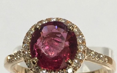 18 kt. Pink gold - Ring - 1.50 ct Tourmaline - Diamonds
