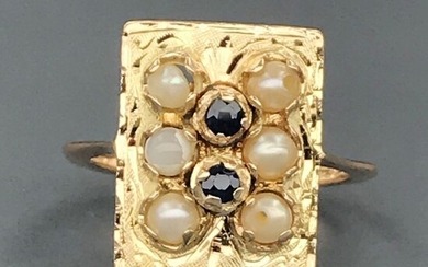 18 kt. South sea pearl, Yellow gold - Ring - 0.10 ct Sapphire
