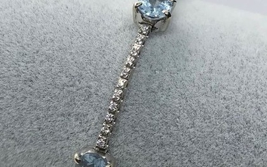 18 kt. White gold - Bracelet Diamond - Aquamarines
