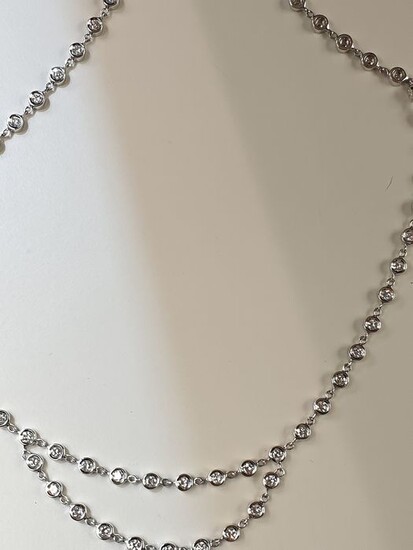 18 kt. White gold - Necklace - 3.00 ct Diamond