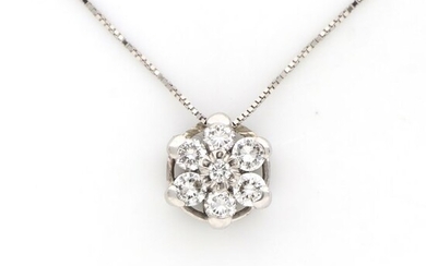 18 kt. White gold - Necklace with pendant - 0.26 ct Diamonds