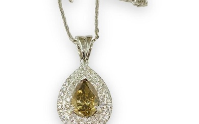 18 kt. White gold - Necklace with pendant - 1.03 ct Diamond - Diamonds