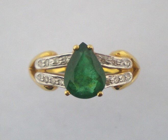 18 kt. White gold - Ring - 1.40 ct Emerald - Diamond