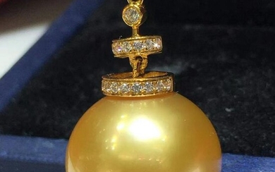 18 kt. Yellow Gold - 14x15mm Round The South Sea Pearls
