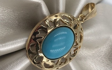 18 kt. Yellow gold - Pendant Turquoise