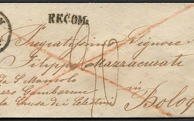 1859, Austria, raccomandata da Baden per Bologna del 4 dicembre 1859