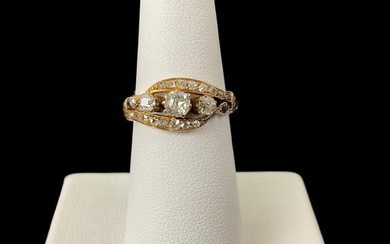 18K Yellow Gold and Diamond Bypass Ring