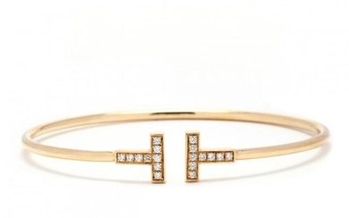18KT Gold and Diamond "T" Bracelet, Tiffany & Co.