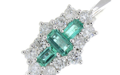 18ct gold emerald & diamond dress ring
