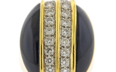 18k Gold Dimond Onyx Cocktail Ring
