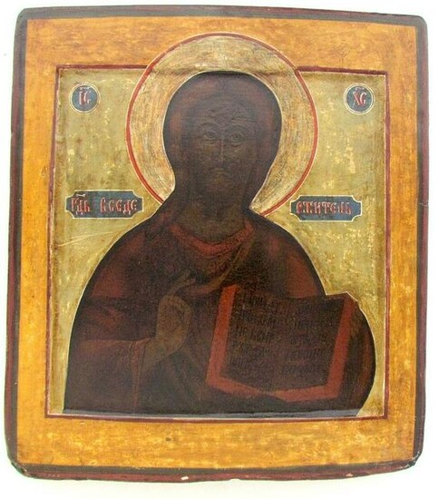 18th CENTURY ANTIQUE RUSSIAN ICON OF JESUS w/ KOVCHEG