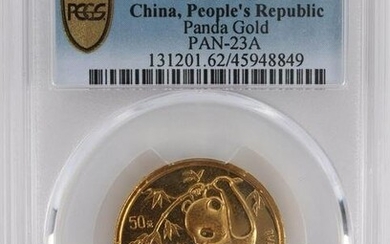 1985 50 YUAN CHINA PRC PANDA 1/2 OZ GOLD COIN MS62