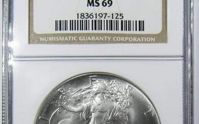 1986 AMERICAN SILVER EAGLE NGC MS-69