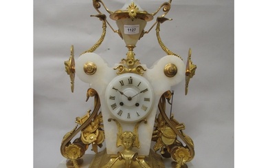 19th Century French marble and ormolu mounted mantel clock, ...