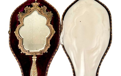 19th century Gold Royal Hand Mirror