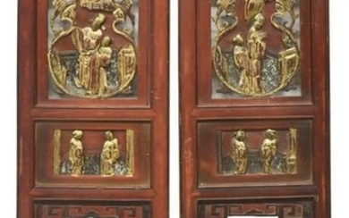 (2) CHINESE GILT & LACQUERED ARCHITECTURAL PANELS