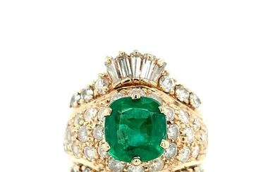 2 CT Emerald & 3.15 CTW Diamond Ring 14K