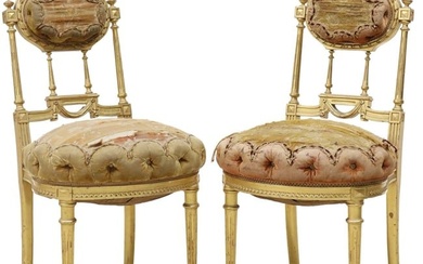 (2) PETITE FRENCH LOUIS XVI STYLE GILTWOOD SIDE CHAIRS