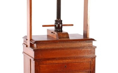 (-), 2-piece oak linen press with blackened wooden...