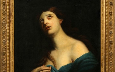SCHOOL OF CARLO DOLCI OIL ON CANVAS LAID DOWN ON BOARD 17TH 18TH C. 32 25 THE PENITENT MAGDALENE