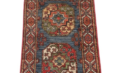 2'1 x 3'3 Hand-Knotted Afghan Turkmen Accent Rug, 2010s