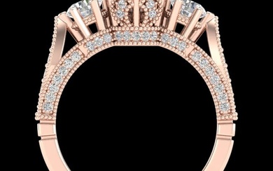 2.18 ctw VS/SI Diamond Art Deco 3 Stone Ring 18k Rose Gold