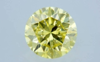 0.30 Carat Natural Fancy VIVID Yellow SI1 Round Diamond - LOW RESERVE!