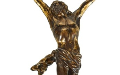 227 Christ en bronze anciennement doré. XVI-XVIIème siècle 24 x 13 cm