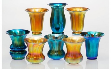 23027: Eight Steuben Aurene Glass Shade Vases, circa 19