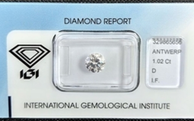 Diamond - 1.00 ct - Brilliant - D (colourless) - IF (flawless), IGI Antwerp