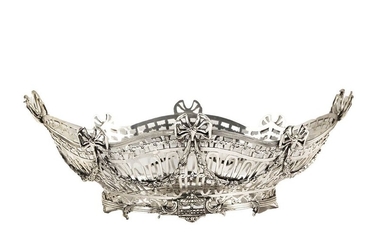 27-Silver fruit basket with fretworked and openwork edges...