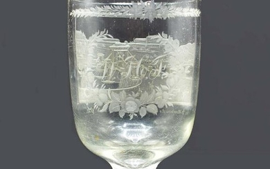 BOHEMIAN ENGRAVED COLORLESS GLASS GOBLET