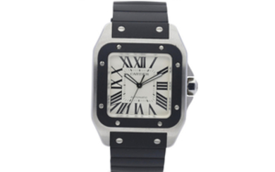 Cartier. A Stainless Steel and Black PVD Cushion Form Wristwatch