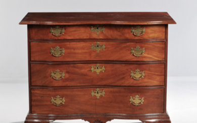 Carved Mahogany Oxbow Serpentine Chest of Drawers